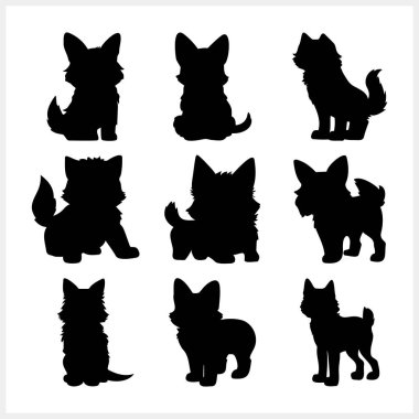 Doodle köpeği izole edildi. Çizgi film stencil vektör stok çizimi. EPS 10