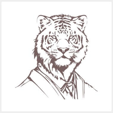 Sketch Tiger dövmesi, Hayvan Clipart Vector hisse senedi çizimi EPS 10