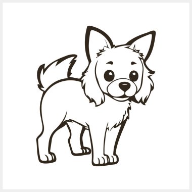 Doodle chihuahua köpeği izole edilmiş. Sayfa boyama kitabı. Çizgi film vektör stok çizimi. EPS 10