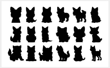 Doodle köpeği izole edildi. Çizgi film stencil vektör stok çizimi. EPS 10