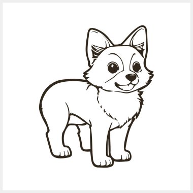 Doodle chihuahua köpeği izole edilmiş. Sayfa boyama kitabı. Çizgi film vektör stok çizimi. EPS 10