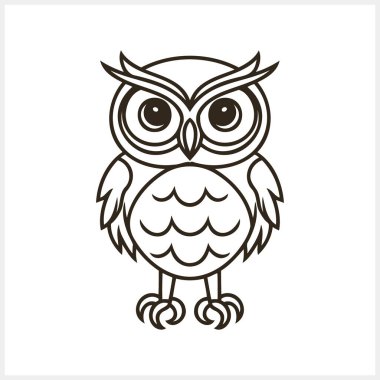 Doodle baykuşu simgesi izole edildi. Hayvan sanatı. Sayfa boyama kitabı. Taslak vektör stok çizimi. EPS 10