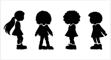 Sevimli Anime kızı izole edilmiş. Stencil clipart Hand çizilmiş vektör çizimi. EPS 10