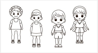 Tatlı Anime kızı ve erkek izole edilmiş. Manga tarzı. El çizimi vektör çizimi. EPS 10