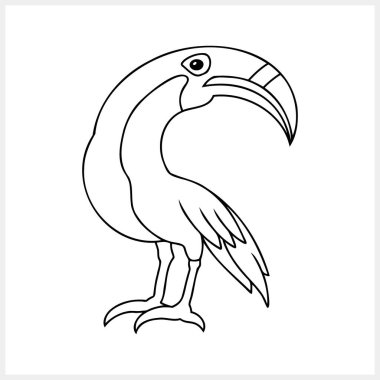 Doodle Toucan klipsi sanatı izole edildi. Hayvan klipsi. Kuş ikonu. Vektör stok illüstrasyonu