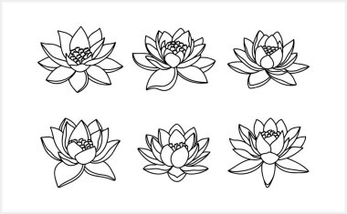 Lotus çiçeği karalama ikonu izole edildi. Çizim vektör illüstrasyonu