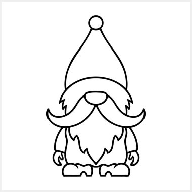 Doodle gnome klip sanatı Renklendirme sayfası çizim vektör çizimi