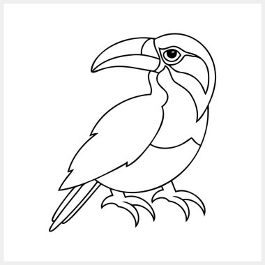 Doodle Toucan klipsi sanatı izole edildi. Hayvan klipsi. Kuş ikonu. Vektör stok illüstrasyonu