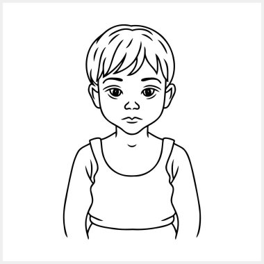 Tatlı Anime çocuğu izole edilmiş. Sayfa boyama kitabı. El çizimi vektör illüstrasyonu