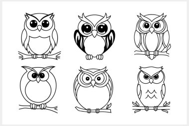 Doodle baykuşu simgesi izole edildi. Hayvan sanatı. Sayfa boyama kitabı. Sketch vektör stok çizimi