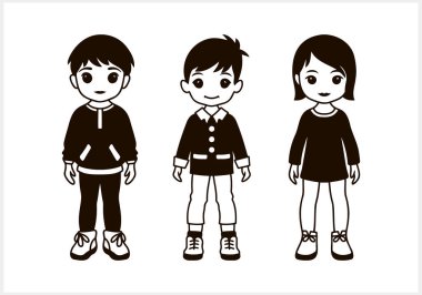 Tatlı Anime kızı ve erkek izole edilmiş. Manga tarzı. El çizimi vektör illüstrasyonu