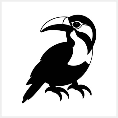 Doodle Toucan klipsi sanatı izole edildi. Hayvan klipsi. Kuş ikonu. Vektör stok illüstrasyonu