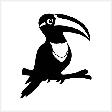 Doodle Toucan klipsi sanatı izole edildi. Hayvan klipsi. Kuş ikonu. Vektör stok illüstrasyonu