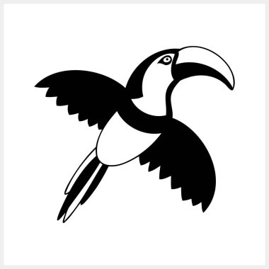 Doodle Toucan klipsi sanatı izole edildi. Hayvan klipsi. Kuş ikonu. Vektör stok illüstrasyonu
