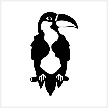 Doodle Toucan klipsi sanatı izole edildi. Hayvan klipsi. Kuş ikonu. Vektör stok illüstrasyonu