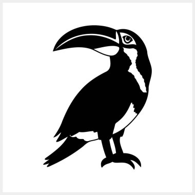 Doodle Toucan klipsi sanatı izole edildi. Hayvan klipsi. Kuş ikonu. Vektör stok illüstrasyonu