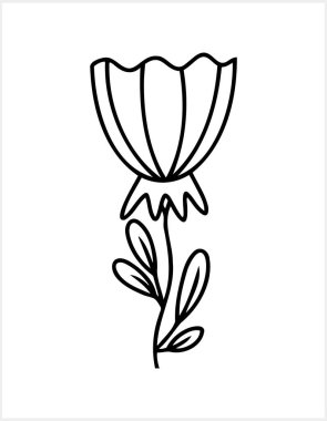 Çiçek parçası izole edildi. Çizgi film taslak ikonu. Vektör stok illüstrasyonu