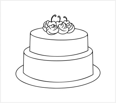 Kek simgesi izole edildi. Doğum günü kutlaması için kek. Sayfa boyama kitabı. Oyma Vektör hisse çizimi