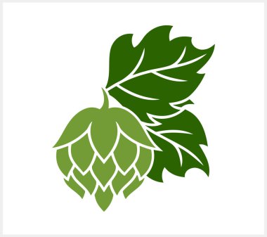 Yapraklı koni. Logo, amblem, restoran menüsü, el yapımı bira barı, bira fabrikası için tasarım elemanı. Vektör stok illüstrasyonu