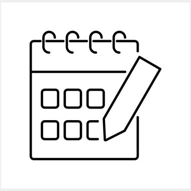 Kalem simgesine sahip takvim izole edildi. Ana hatlı Clipart Vector hisse çizimi