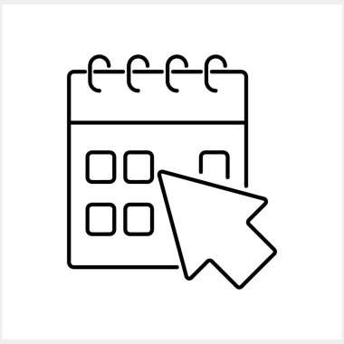 Okun imleç simgesine sahip takvim izole edildi. Ana hatlı Clipart Vector hisse çizimi