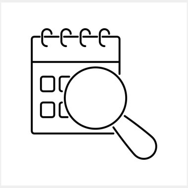 Loupe simgesiyle takvim izole edildi. Ana hatlı Clipart Vector hisse çizimi