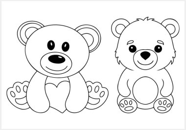 Çizgi film ayısı izole edilmiş hayvan logosu boyama sayfası Vector hisse senedi illüstrasyonu