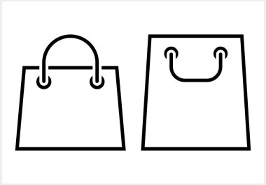 Alışveriş poşeti simgesi izole edildi. Düz tırnak. Sketch vektör stok çizimi