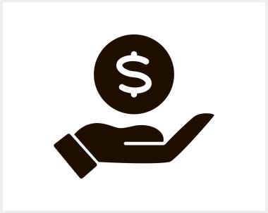 Eldeki Stencil Doları simgesi Cash clipart Bank sembolü Vector hisse illüstrasyonu