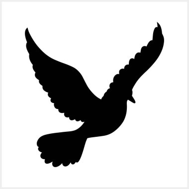 Güvercin ikonu izole edildi. Stencil hayvan. El çizimi kuş. Vektör stok illüstrasyonu