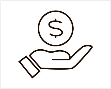 Taslak dolar el ikonu Cash clipart Bank sembolü Vektör hisse illüstrasyonu