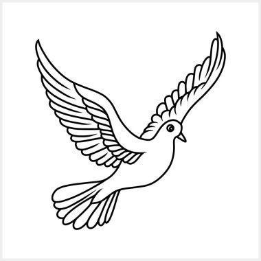 Güvercin ikonu izole edildi. Ana hatlı hayvan. El çizimi kuş. Vektör stok illüstrasyonu
