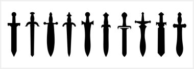 Eski hançer simgesi izole edildi. Doodle sanatı. Stencil bıçak. Vektör stok illüstrasyonu