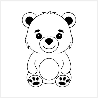 Çizgi film ayısı izole edilmiş hayvan logosu boyama sayfası Vector hisse senedi illüstrasyonu