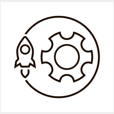 Uzay gemisi ile Doodle ayarlama dişlileri izole edilmiş ana hat araçları vektör ilüstrasyonuName