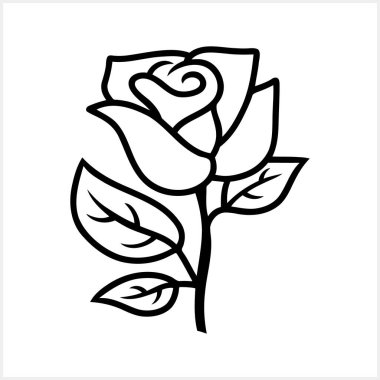 Doodle gül simgesi izole edilmiş El çizimi sanat çiçeği taslak Vektör hisse çizimi