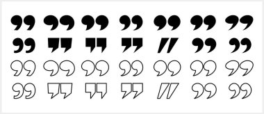 Alıntı simgesi izole edildi. Tırnak işareti. Vektör hisse taşınımını imzala