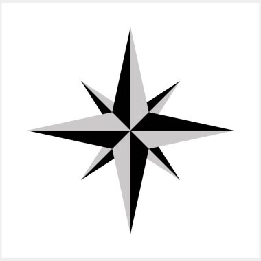 Rüzgar gülü geriye dönük tasarımı izole edildi. Navigasyon kadranını ayarla. Vektör stok illüstrasyonu