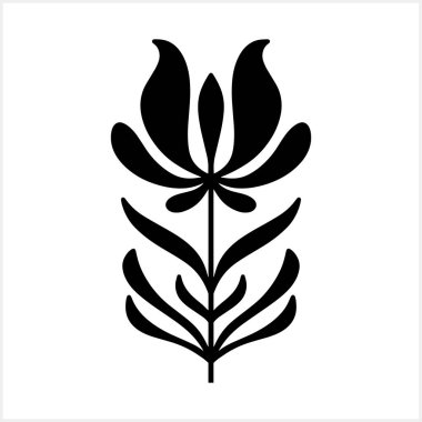 Yaprak simgesi ile Stencil soyut çiçek Karikatür Clipart Vector hisse çizimi izole