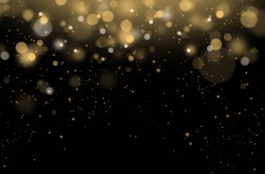 Sihirli bokeh, altın bokeh, parıltı, parıltı, izole edilmiş siyah