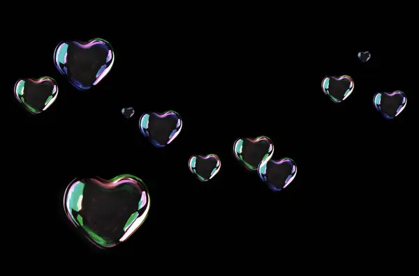 Kabarcık kalpler, kompozisyon, arkaplan, siyah, sabun köpükleri, düğün, çocuklar, renk kabarcıkları