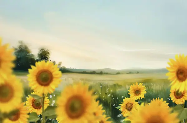 Ayçiçeği tarlası, ayçiçekleri, izole edilmiş, çiçek, tarla, bileşim, doğa, bulanık