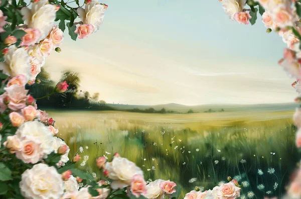 Gül bileşimi, izole, bulanık, kırmızı, pembe, beyaz, gül, çiçek, tarla, doğal