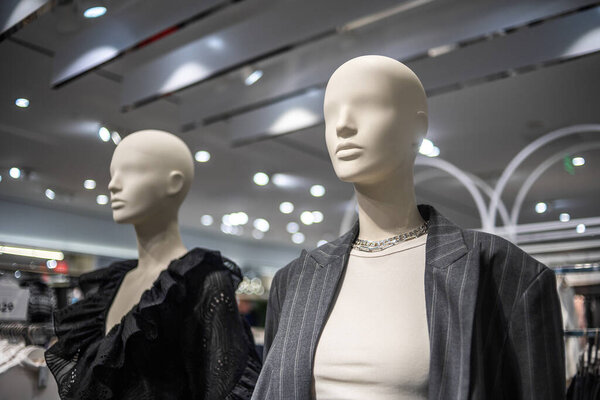 mannequin with black and white clothes
