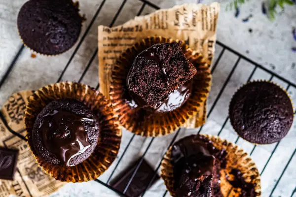 Muffins Chocolate Vista Superior Mesa — Fotografia de Stock
