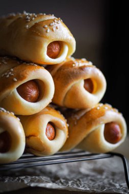 Sağlıksız yağlı yiyecekler. Fast food sosisleri