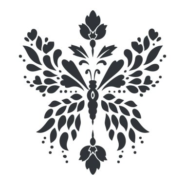 Kelebekli linocut poster şablonu. Modern moda minimal tarz. Siyah ve beyaz renkler. Botanik tıkanıklığı. Duvar kağıdı, duvar dekoru, baskı, kartpostal, kapak, şablon için el çizimi tasarımı.