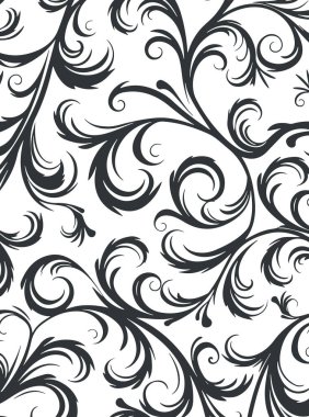 Vektör soyut linocut çiçek şablonu. Modern moda minimal tarz. Siyah ve beyaz renkler. Botanik tıkanıklığı. Duvar kağıdı, duvar dekoru, baskı, kartpostal, kapak, şablon için desen tasarımı.