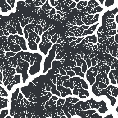 Vektör soyut linocut çiçek şablonu. Modern moda minimal tarz. Siyah ve beyaz renkler. Botanik tıkanıklığı. Duvar kağıdı, duvar dekoru, baskı, kartpostal, kapak, şablon için desen tasarımı.