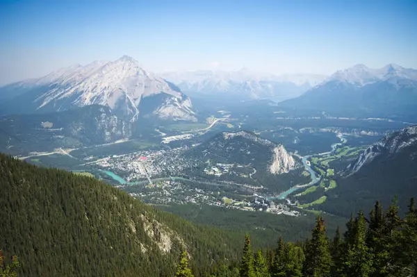 stock image Town of Jasper from Whistlers Mountain